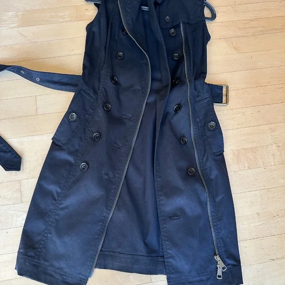 Burberry Brit Black Trench sleeveless Dress/Vest,  2,  GD1195 - Picture 5 of 6